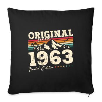 61 . Anniversaire Original 1963 Millésime 1963 - Housse de coussin décorative 45 x 45 cm - noir - Devant