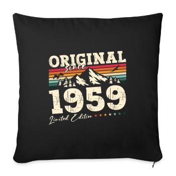 65th Birthday, Born 1959 ORIGINAL 1959 - Sofa pillowcase 17,3'' x 17,3'' (45 x 45 cm) - black - Front