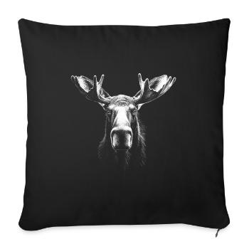 Renne Portrait Orignal Animaux Faune Animale - Housse de coussin décorative 45 x 45 cm - noir - Devant