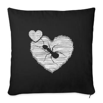 Fourmi ma colonie de fourmis « J’aime les fourmis » - Housse de coussin décorative 45 x 45 cm - noir - Devant