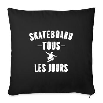 Skateboard tous les jours t-shirt homme - Housse de coussin décorative 45 x 45 cm - noir - Devant