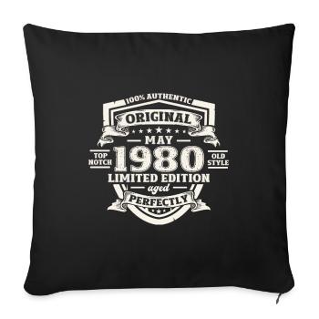 Original mai 1980 ' s Vintage 1980's Anniversaire des années 1980 - Housse de coussin décorative 45 x 45 cm - noir - Devant