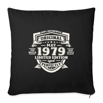 Original Mai 1979 Millésime 1979 Anniversaire 1979 - Housse de coussin décorative 45 x 45 cm - noir - Devant