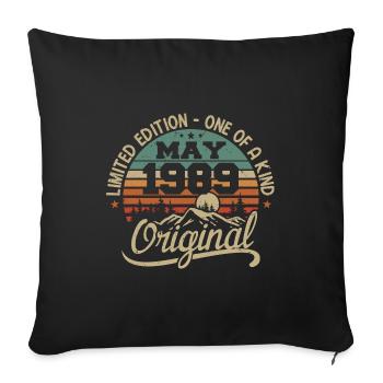 Mai 1989 anniversaire Mai 1989 cadeau 1989 Mai - Housse de coussin décorative 45 x 45 cm - noir - Devant