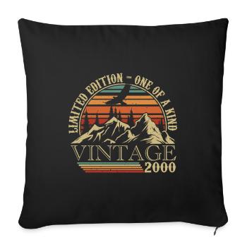 2000 Jahrgang 2000 Retro 2000 Jubiläumsgeschenk - Sofakissenbezug 45 x 45 cm - Schwarz - Vorne