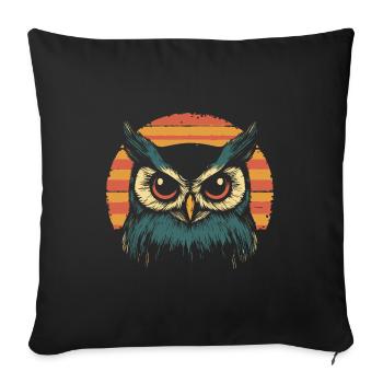 Owl Vintage Sunset - Sofa pillowcase 17,3'' x 17,3'' (45 x 45 cm) - black - Front