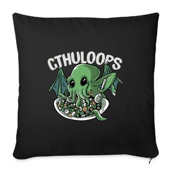 Cthuloops Kawaii Cthulhu mythe parodie de céréales - Housse de coussin décorative 45 x 45 cm - noir - Devant