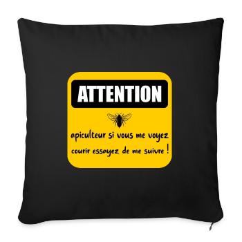 Attention apiculteur si vous me voyez courir - Housse de coussin décorative 45 x 45 cm - noir - Devant