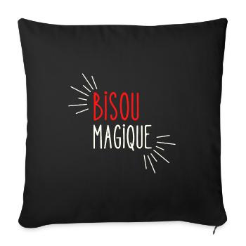 bisou magique cadeau - Housse de coussin décorative 45 x 45 cm - noir - Devant