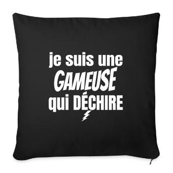 gameuse qui déchire - Housse de coussin décorative 45 x 45 cm - noir - Devant