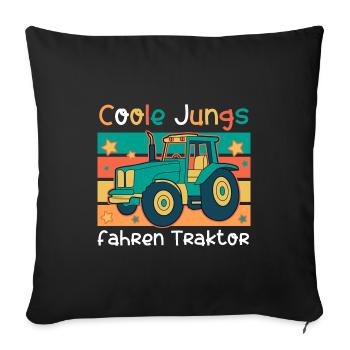 Coole Jungs Fahren Traktor Kinder Geschenkidee - Sofakissenbezug 45 x 45 cm - Schwarz - Vorne