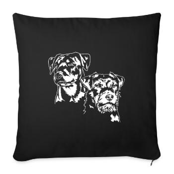 Deutscher Jagdterrier Jagdhunde Portrait Wilsigns - Sofakissenbezug 45 x 45 cm - Schwarz - Vorne