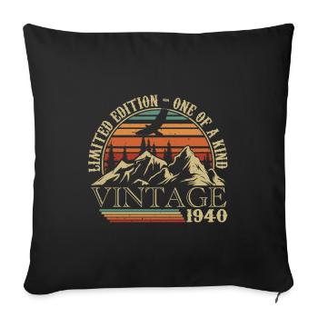 1940's Vintage 1940's Retro 1940's Anniversary Gift - Sofa pillowcase 17,3'' x 17,3'' (45 x 45 cm) - black - Front