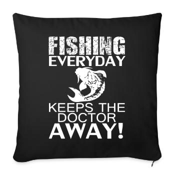 Fishing Angeln Angler Geschenk - Sofakissenbezug 45 x 45 cm - Schwarz - Vorne
