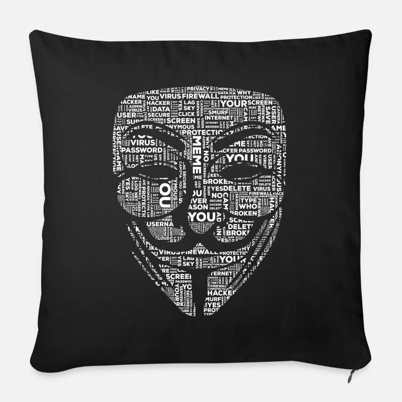 Anonymus Hacker - Housse de coussin décorative 45 x 45 cm - noir