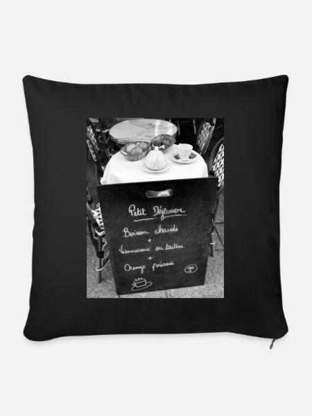 Foto: Pariser Frühstück - Sofakissenbezug 45 x 45 cm - Schwarz