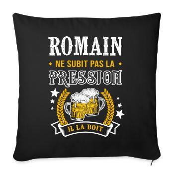Romain bière romain cadeau Romainc fêtes - Housse de coussin décorative 45 x 45 cm - noir - Devant