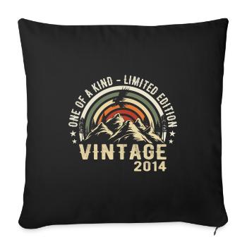Né en 2014 Vintage 2014 Anniversaire Rétro 2014 - Housse de coussin décorative 45 x 45 cm - noir - Devant