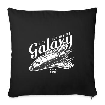 Explorons l'astronaute du vaisseau spatial Galaxy - Housse de coussin décorative 45 x 45 cm - noir - Devant