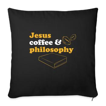 Philosophie Jesus Lehrer Wissenschaft Lesen Kaffee - Sofakissenbezug 45 x 45 cm - Schwarz - Vorne