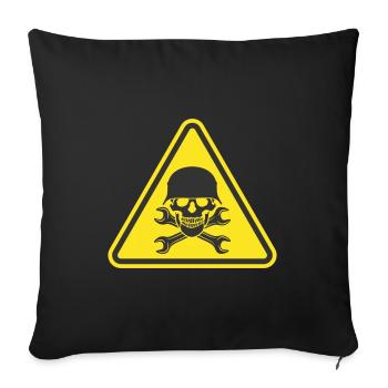 SKULL WAR HELMET WRENCH TOOL LOGO - Sofa pillowcase 17,3'' x 17,3'' (45 x 45 cm) - black - Front