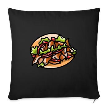 Döner Kebab Dürüm Yufka Dönerfleisch Pain plat - Housse de coussin décorative 45 x 45 cm - noir - Devant
