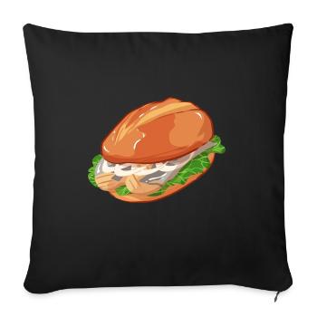 Matjes Herring Fish Rolls Fish Market Hamburg - Sofa pillowcase 17,3'' x 17,3'' (45 x 45 cm) - black - Front