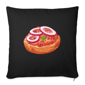 Comic Mettbrötchen Mett Hack Brötchen Zwiebeln - Sofa pillowcase 17,3'' x 17,3'' (45 x 45 cm) - black - Front