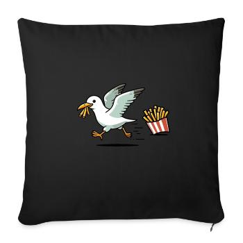 North Sea Seagull Thief French Fries Fries Fries Fast Food - Sofa pillowcase 17,3'' x 17,3'' (45 x 45 cm) - black - Front