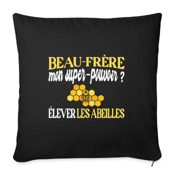 Beau-frère t-shirt apiculteur abeille miel humour - Housse de coussin décorative 45 x 45 cm - noir - Devant