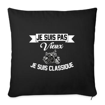 Je suis pas vieux je suis classique t-shirt papy - Housse de coussin décorative 45 x 45 cm - noir - Devant