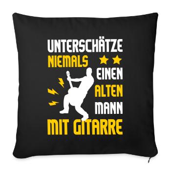 Gitarre Rocker rockig Rockmusik Rockopa Papa Opa - Sofakissenbezug 45 x 45 cm - Schwarz - Vorne