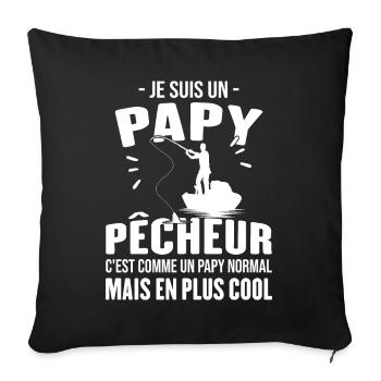 Papy Pêcheur Humour Fête des Grands Pères Noël - Housse de coussin décorative 45 x 45 cm - noir - Devant