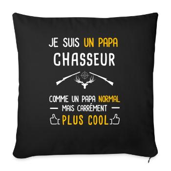 papa chasseur cerf cadeau papa chasse - Housse de coussin décorative 45 x 45 cm - noir - Devant
