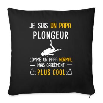 papa plongeur en apnée cadeau papa plongée - Housse de coussin décorative 45 x 45 cm - noir - Devant