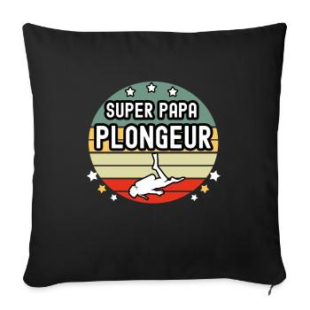 super papa plongeur apnée vintage père plongée - Housse de coussin décorative 45 x 45 cm - noir - Devant