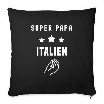 super papa italien humour père Italie - Housse de coussin décorative 45 x 45 cm - noir - Devant