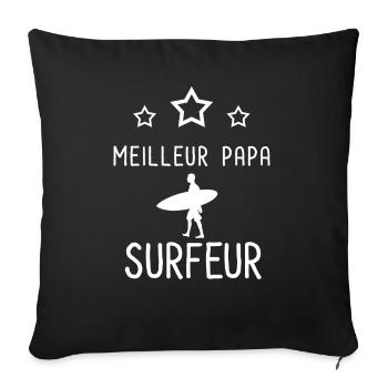 meilleur papa surfeur cadeau papa surf - Housse de coussin décorative 45 x 45 cm - noir - Devant