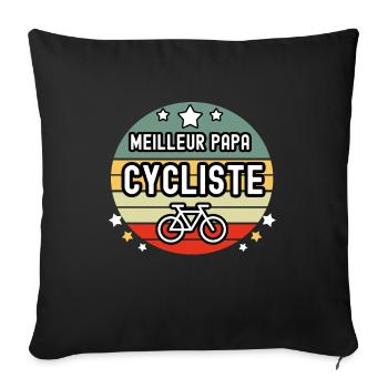 meilleur papa cycliste vintage papa vélo - Housse de coussin décorative 45 x 45 cm - noir - Devant