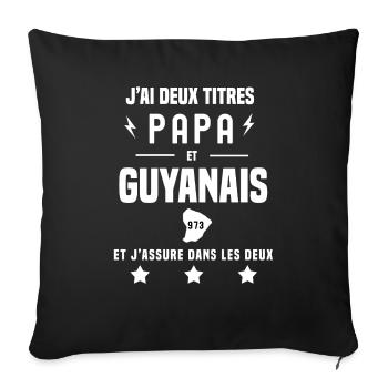 j'ai deux titres papa et guyanais 973 - Housse de coussin décorative 45 x 45 cm - noir - Devant
