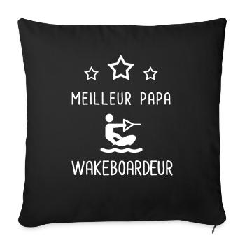 meilleur papa wakeboardeur cadeau papa wakeboard - Housse de coussin décorative 45 x 45 cm - noir - Devant