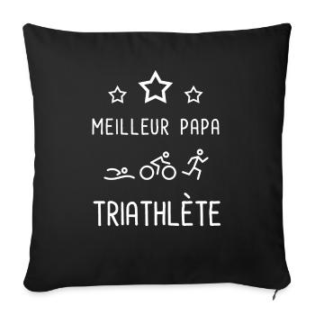 meilleur papa triathlète cadeau papa triathlon - Housse de coussin décorative 45 x 45 cm - noir - Devant