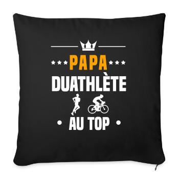 papa duathlète au top cadeau papa duathlon - Housse de coussin décorative 45 x 45 cm - noir - Devant