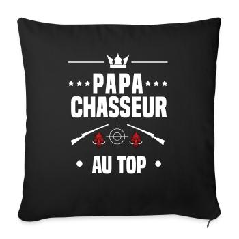 papa chasseur sanglier au top cadeau papa chasse - Housse de coussin décorative 45 x 45 cm - noir - Devant