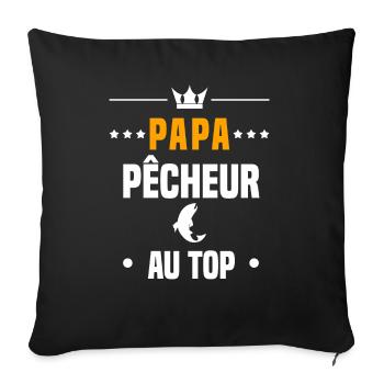 papa pêcheur au top cadeau papa pêche - Housse de coussin décorative 45 x 45 cm - noir - Devant