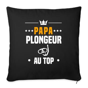 papa plongeur tuba au top cadeau papa plongée - Housse de coussin décorative 45 x 45 cm - noir - Devant