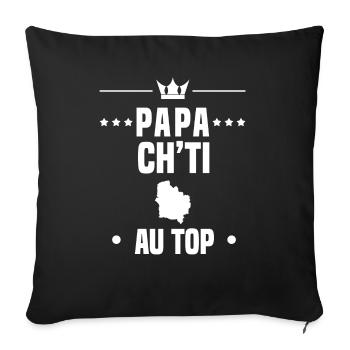 papa ch'ti au top papa nord - Housse de coussin décorative 45 x 45 cm - noir - Devant