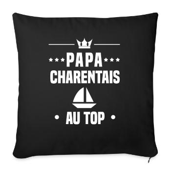 papa charentais homme bateau au top papa charente - Housse de coussin décorative 45 x 45 cm - noir - Devant