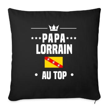 papa lorrain homme drapeau au top papa lorraine - Housse de coussin décorative 45 x 45 cm - noir - Devant