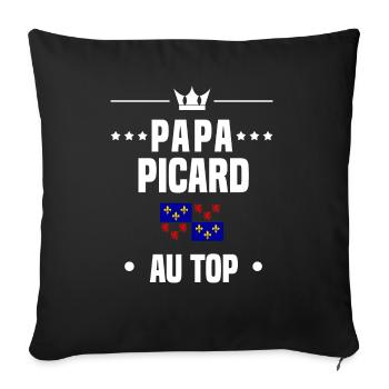 papa picard drapeau au top papa picardie - Housse de coussin décorative 45 x 45 cm - noir - Devant